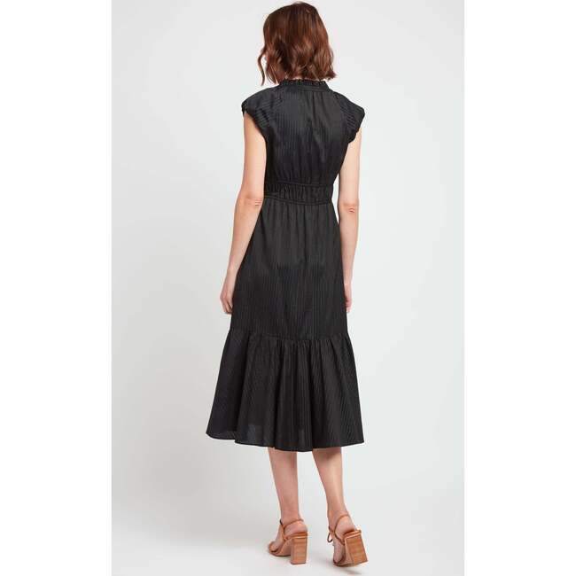 Odette Cotton Silk Stripe Dress, Black Multi - Dresses - 4