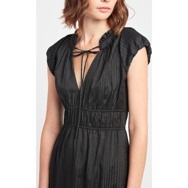Odette Cotton Silk Stripe Dress, Black Multi - Dresses - 5