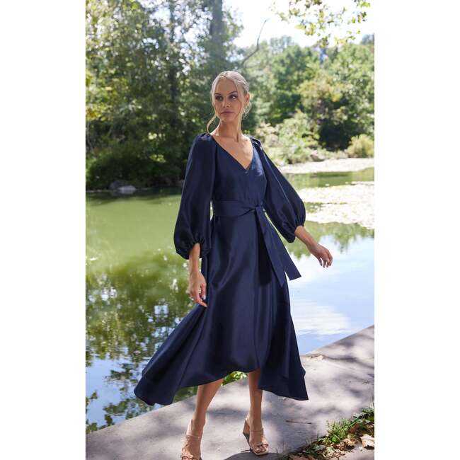 Isabelle Silk Dress, Navy - Dresses - 2