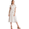 Organza Shirt Dress, White Navy Stripe - Dresses - 1 - thumbnail