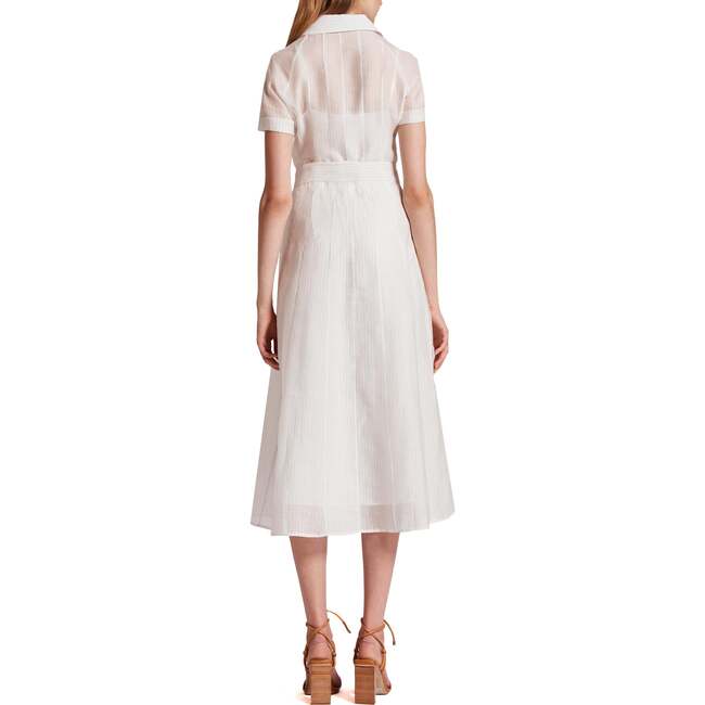 Organza Shirt Dress, White Navy Stripe - Dresses - 2