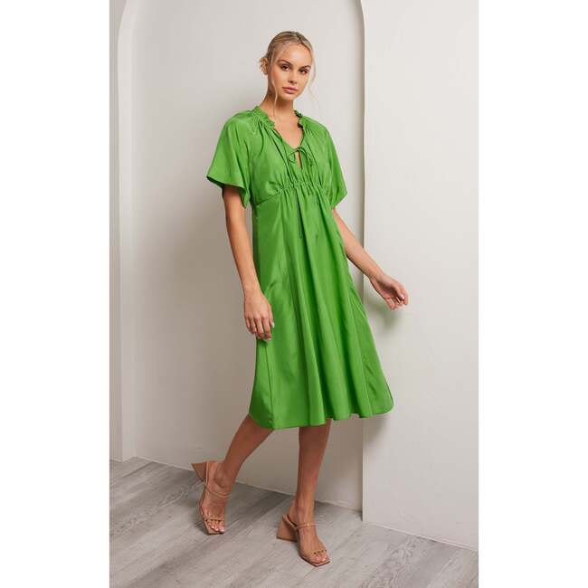 Ingrid Silk Dress, Green - Dresses - 4