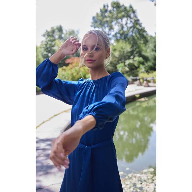 Chantal Silk Dress, Blue - Dresses - 4