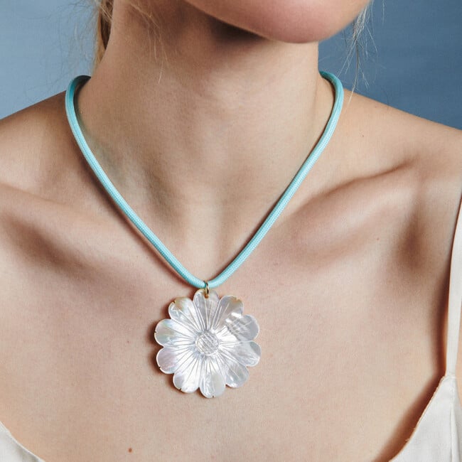 Mother of Pearl Diasy Cord Necklace - Necklaces - 2