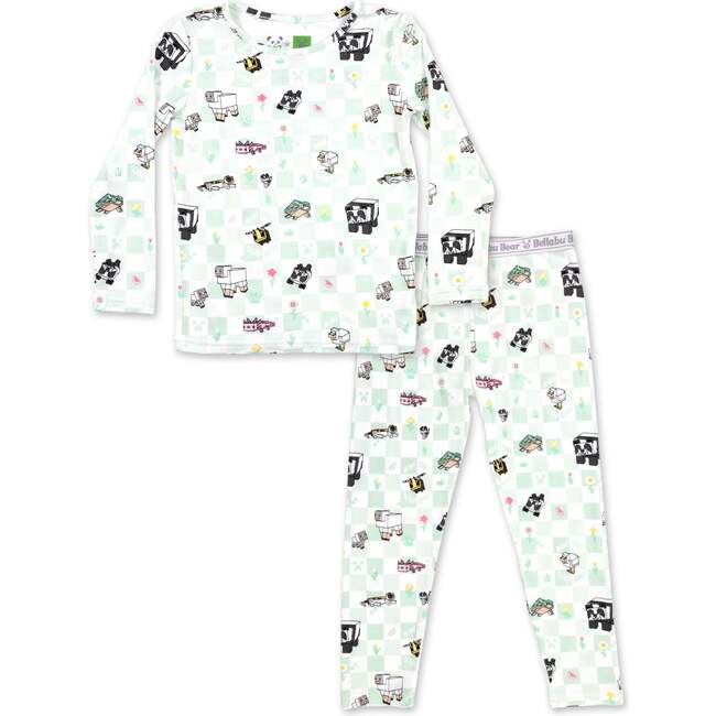 Minecraft Sleep Repeat Kids Pajamas, White