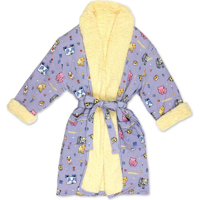 Minecraft Pixel Pals Kids Sherpa Robe, Purple
