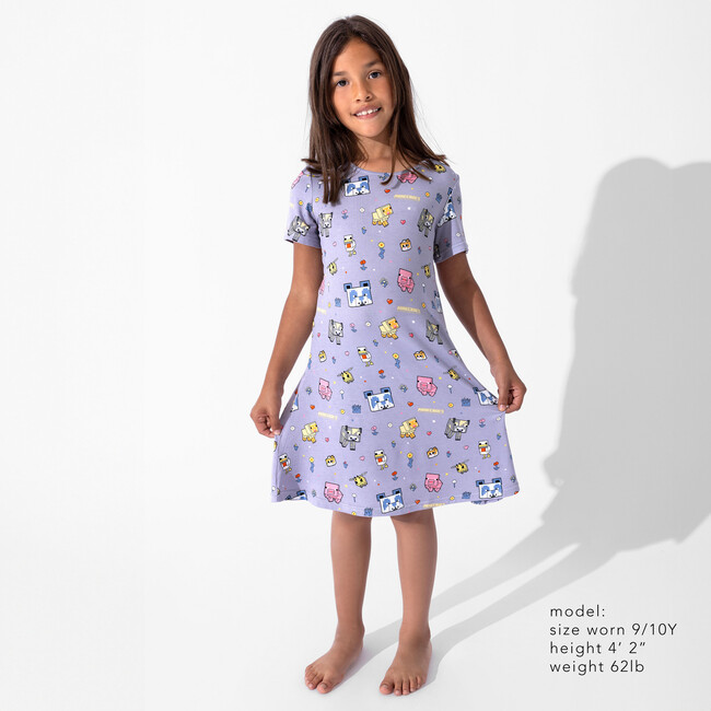 Minecraft Pixel Pals Girls' Short Sleeve Dress, Purple - Dresses - 4