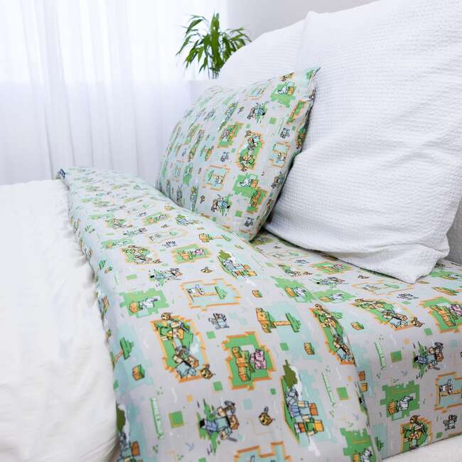 Minecraft Overworld Dreams Bamboo Twin Sheet Set, Grey - Sheets - 1