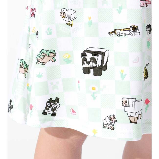 Minecraft Sleep Repeat Girls' Short Sleeve Dress, White - Dresses - 4