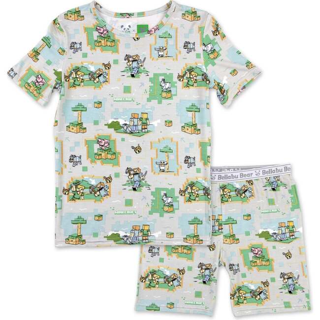 Minecraft Overworld Dreams Kids Pajama Short Set, Grey