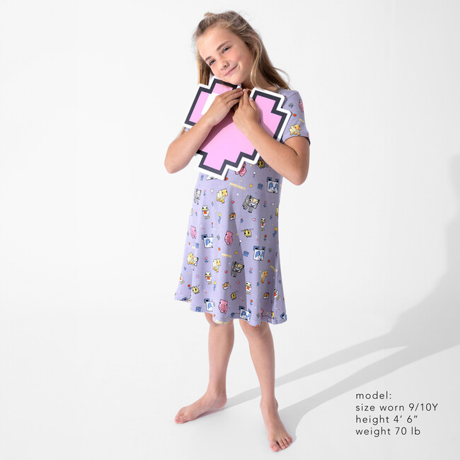 Minecraft Pixel Pals Girls' Short Sleeve Dress, Purple - Dresses - 6