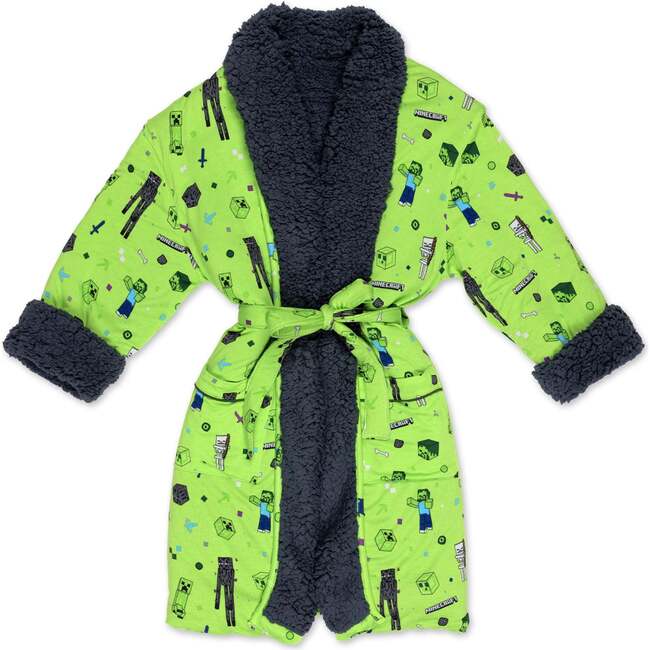 Minecraft Mob Squad Kids Sherpa Robe, Green