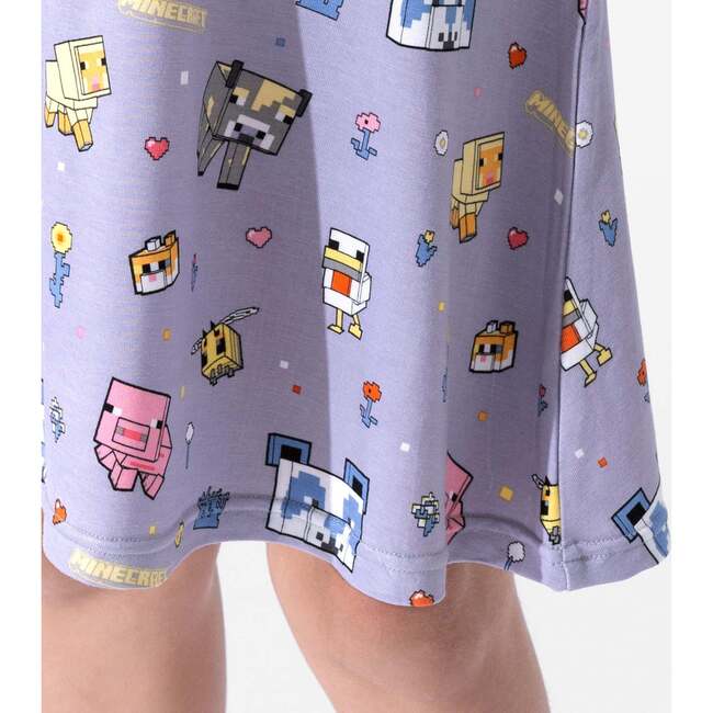 Minecraft Pixel Pals Girls' Short Sleeve Dress, Purple - Dresses - 7