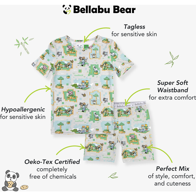 Minecraft Overworld Dreams Kids Pajama Short Set, Grey - Pajamas - 2
