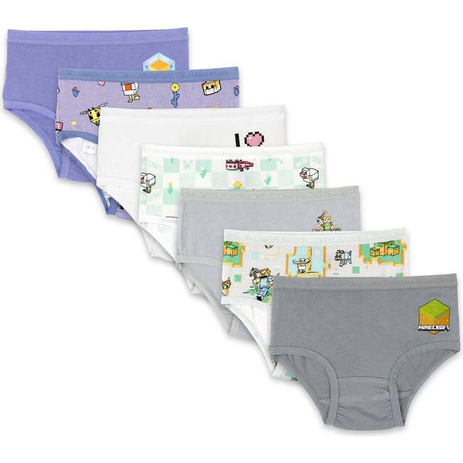 Minecraft Bamboo Girls' Underwear 7-Pack, Grey