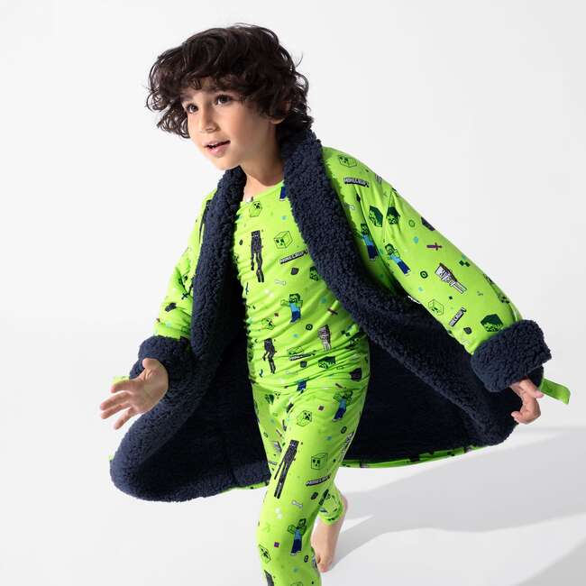 Minecraft Mob Squad Kids Sherpa Robe, Green - Robes - 4