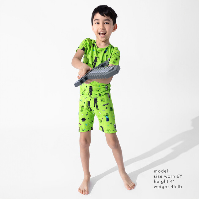 Minecraft Mob Squad Kids Pajama Short Set, Green - Pajamas - 4