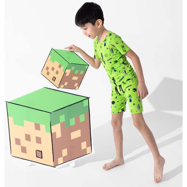 Minecraft Mob Squad Kids Pajama Short Set, Green - Pajamas - 6