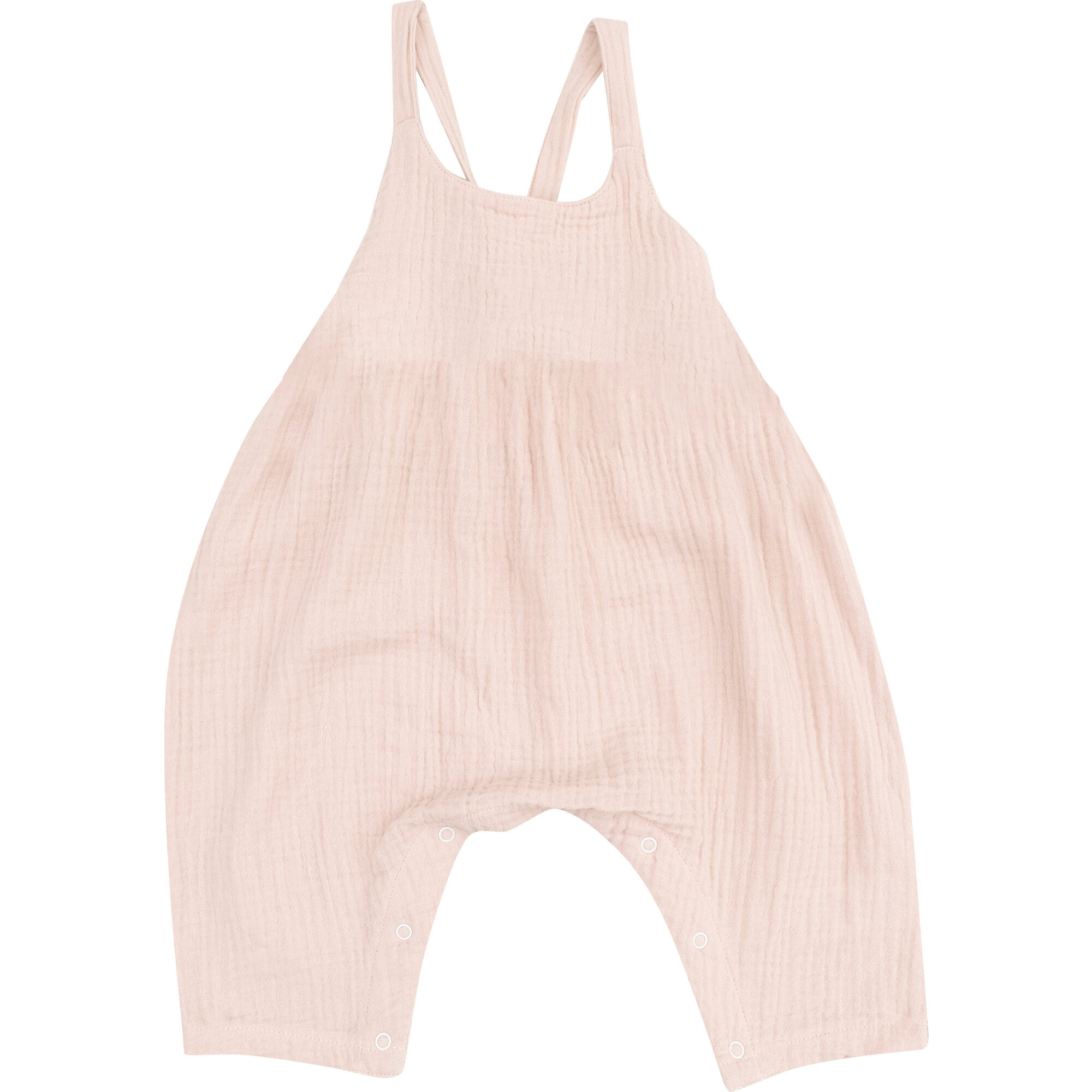 Tie Back Romper, Solid Muslin Rose Smoke - Rompers - 1