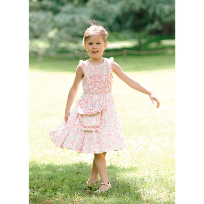 Marguerite Floral Pink Frilled Sleeveless Smocked Dress - Dresses - 2