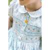 Violette Floral Blue Short Puff Smocked Dress - Dresses - 2