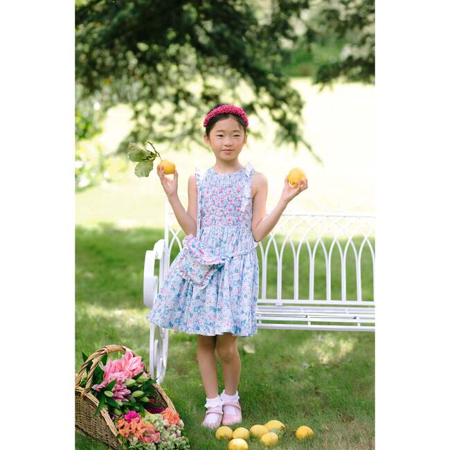 Marguerite Floral Blue Frilled Sleeveless Smocked Dress - Dresses - 2