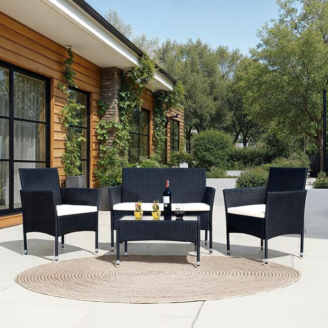 Abdul 4-Piece Living Set, Black - Outdoor Home - 3