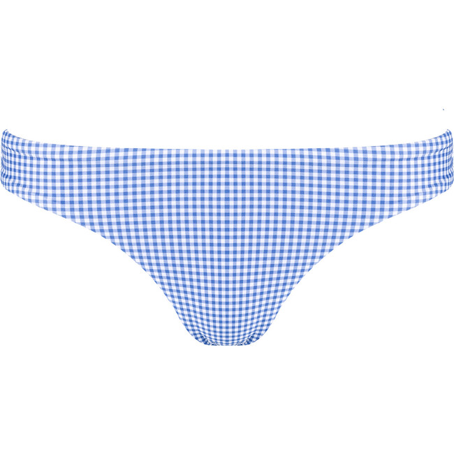 Women's Sky Blue Gingham Low Waist Bikini Bottom