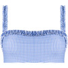 Women's Sky Blue Gingham Bandeau Bikini Top - Two Pieces - 1 - thumbnail