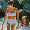 Women's Sky Blue Gingham Bandeau Bikini Top - Two Pieces - 3