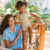 Women's Sky Blue Gingham Collared Shirt And Short Pima Pajamas Set - Pajamas - 3