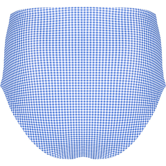 Women's Sky Blue Gingham High Waist Bikini Bottom - Two Pieces - 6