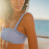Women's Sky Blue Gingham Bandeau Bikini Top - Two Pieces - 6