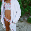 Unisex White French Terry Hooded Zipper Coverup With Island Blossom Trim - Cover-Ups - 2