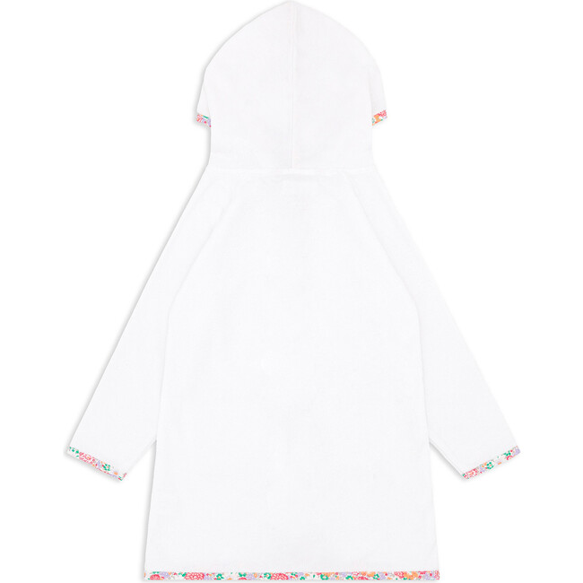 Unisex White French Terry Hooded Zipper Coverup With Island Blossom Trim - Cover-Ups - 4