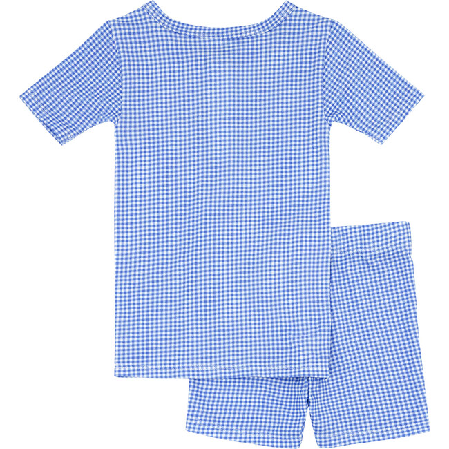 Unisex Sky Blue Gingham Shirt And Short Pima Pajamas Set - Pajamas - 6
