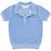 Unisex Clearwater Blue French Terry Polo With Ribbed Hem - Polo Shirts - 1 - thumbnail