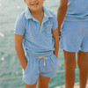 Unisex Clearwater Blue French Terry Polo With Ribbed Hem - Polo Shirts - 2