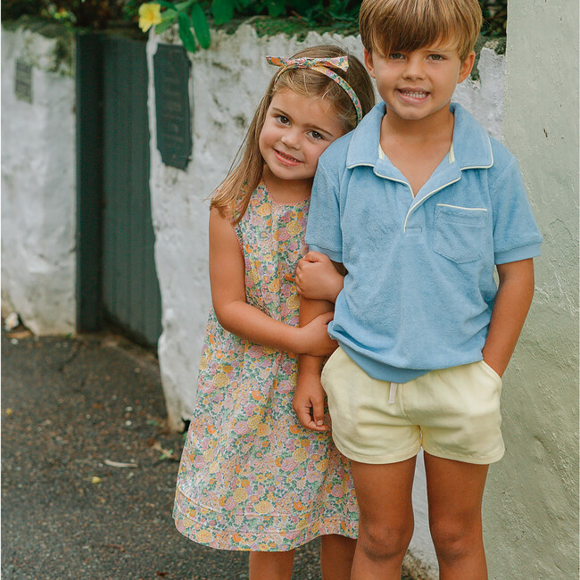 Unisex Clearwater Blue French Terry Polo With Ribbed Hem - Polo Shirts - 4