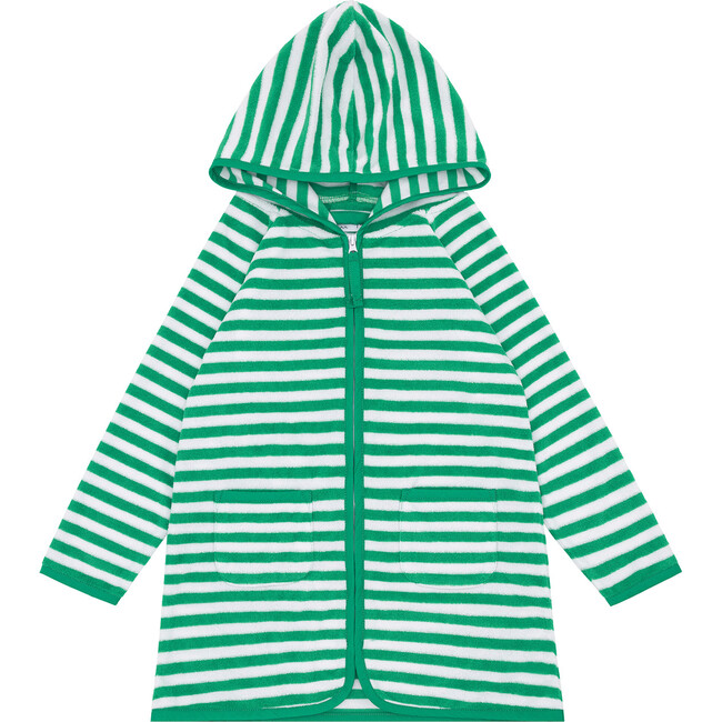 Unisex Bermuda Green Stripe French Terry Hooded Coverup