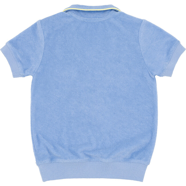 Unisex Clearwater Blue French Terry Polo With Ribbed Hem - Polo Shirts - 6