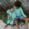 Unisex Bermuda Green Stripe French Terry Hooded Coverup - Cover-Ups - 3