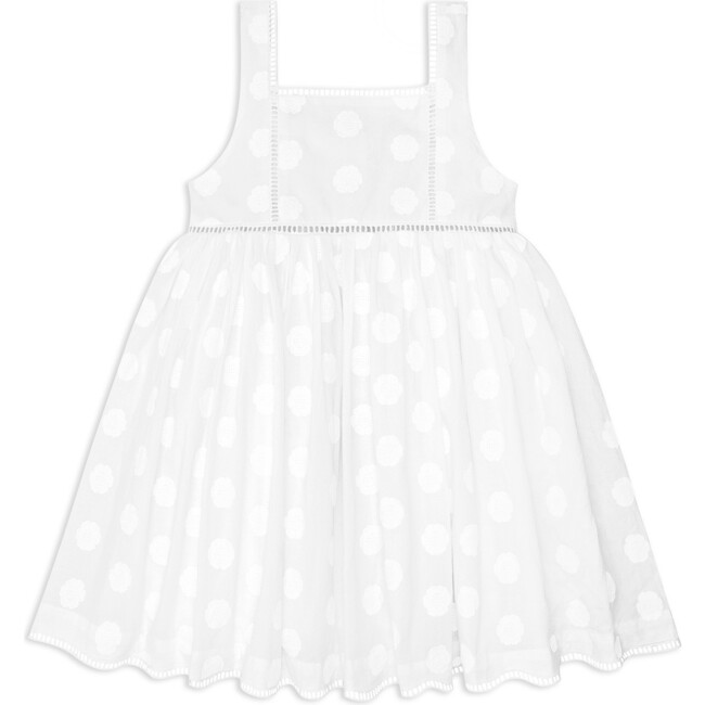 Girls White Square Neck Dress