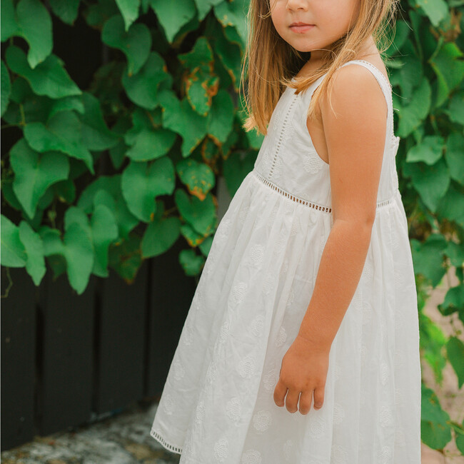 Girls White Square Neck Dress - Dresses - 3