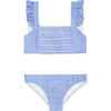 Girls Sky Blue Gingham Smocked Ruffle Strap Bikini - One Pieces - 1 - thumbnail