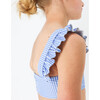 Girls Sky Blue Gingham Smocked Ruffle Strap Bikini - One Pieces - 5