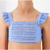 Girls Sky Blue Gingham Smocked Ruffle Strap Bikini - One Pieces - 6
