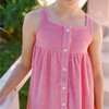 Girls Pink Sands French Terry Square Neck Button Up Dress - Dresses - 2