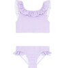 Girls Lavender Stripe Ruffle Neck Bikini - Two Pieces - 1 - thumbnail