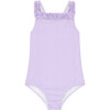 Girls Lavender Stripe Ruched Strap One Piece - One Pieces - 1 - thumbnail